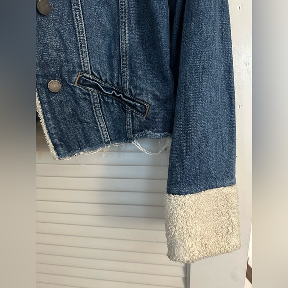 PAIGE Tori Sherpa-Trimmed Denim Jacket - Picture 6 of 8